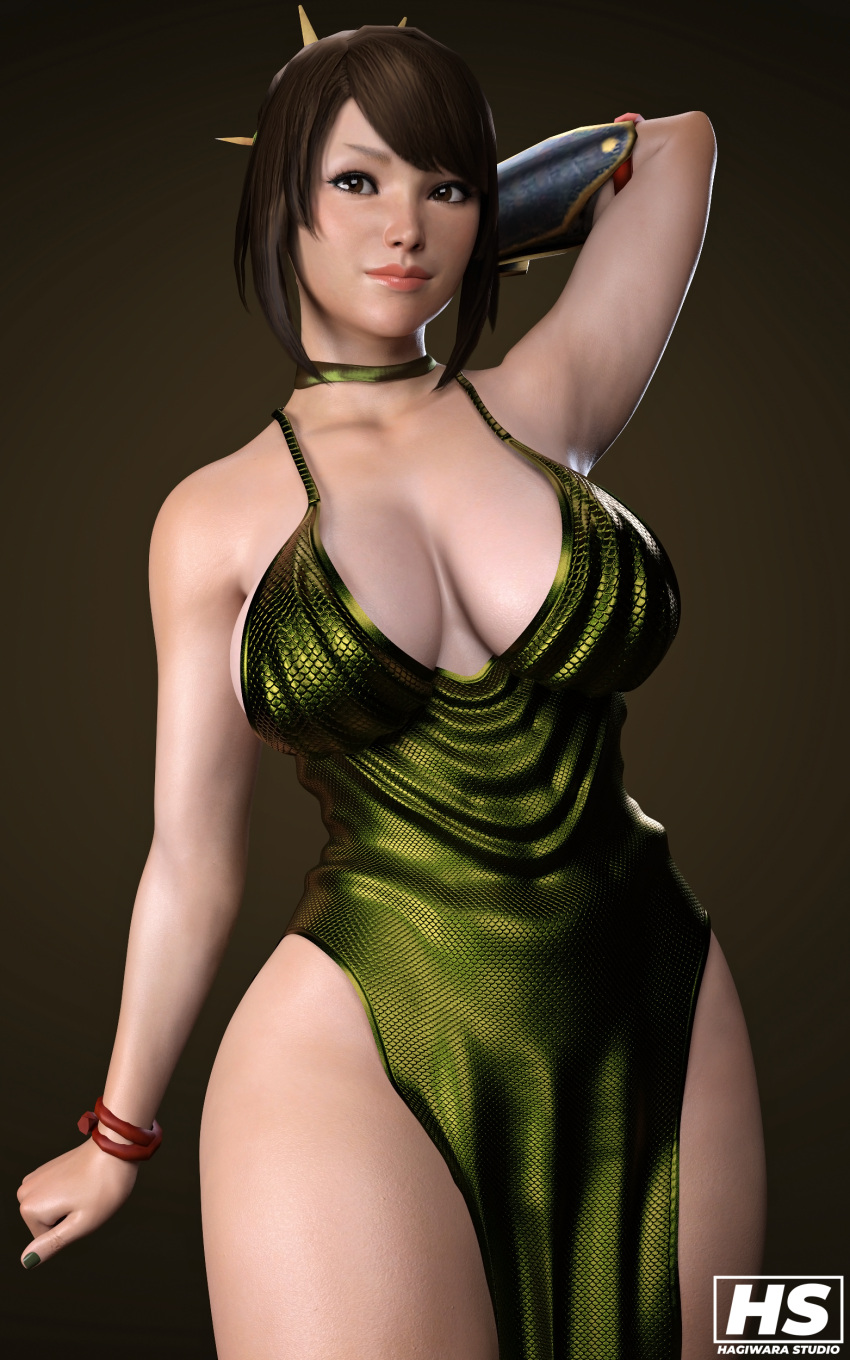 Rule 34 1girls 3d Brown Hair Capcom Dress Female Female Only Hagiwara