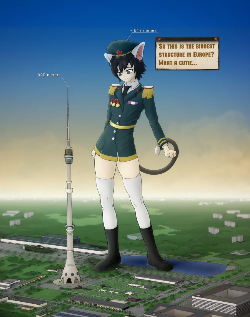 1boy Anothercrazysfmstuff Black Hair Cat Ears Cat Tail Catboy City English Text Femboy Giant 2240