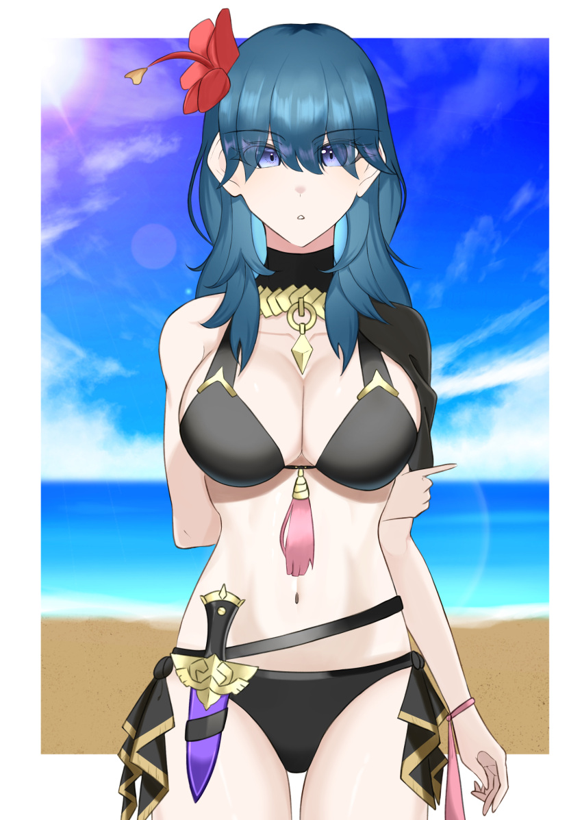 Rule 34 Alternate Costume Bikini Black Bikini Black Swimsuit Breasts Byleth Fire Emblem Byleth 5572